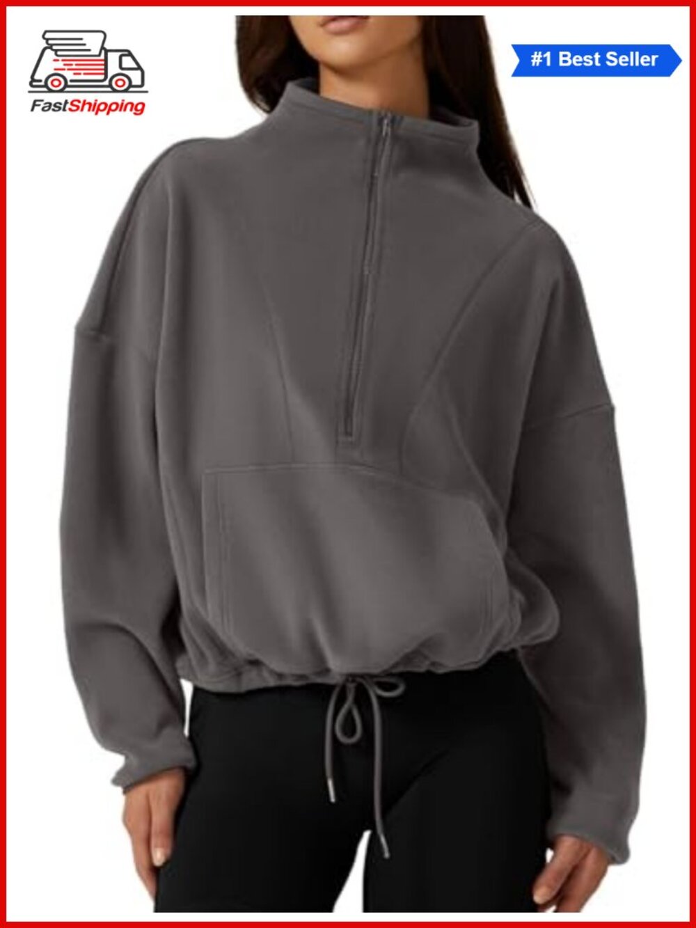 ✨ QINSEN Half Zip Fleece Sweatshirt Mock Neck Sherpa Pullover